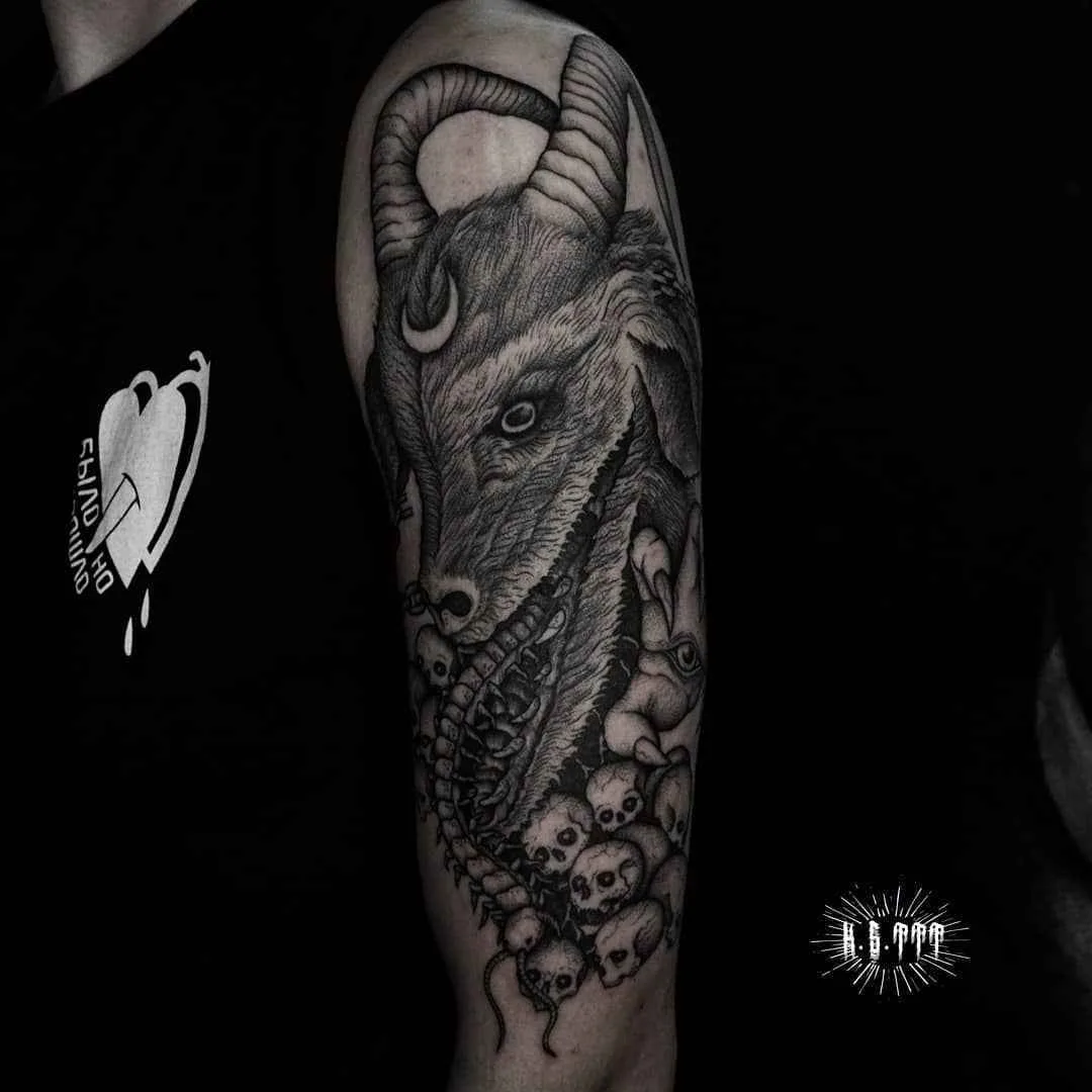 Tattoo artist Klim Shakhnin, authors black&grey horror surrealistic tattoo | Russia