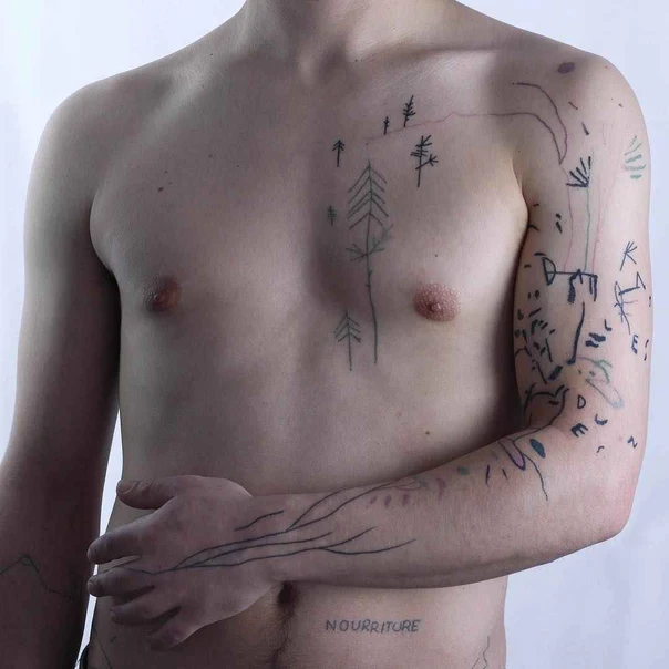 Sketch Trees, Abstract tattoo on Chest