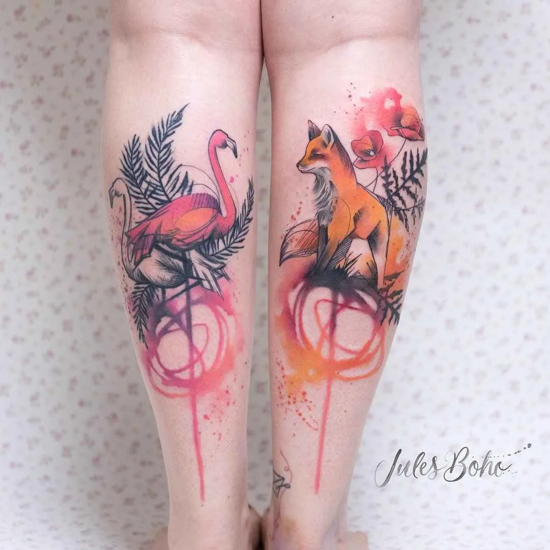 Tattoo artista Jules Boho colore watercolor autori stile tattoo astratto | Austria
