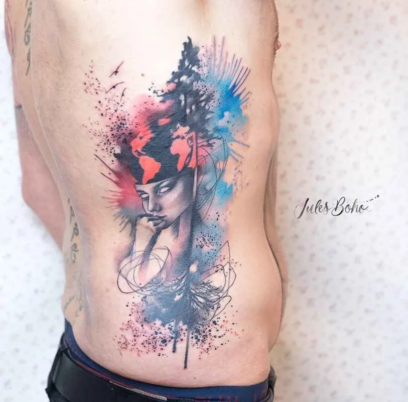 Tattoo artista Jules Boho colore watercolor autori stile tattoo astratto | Austria