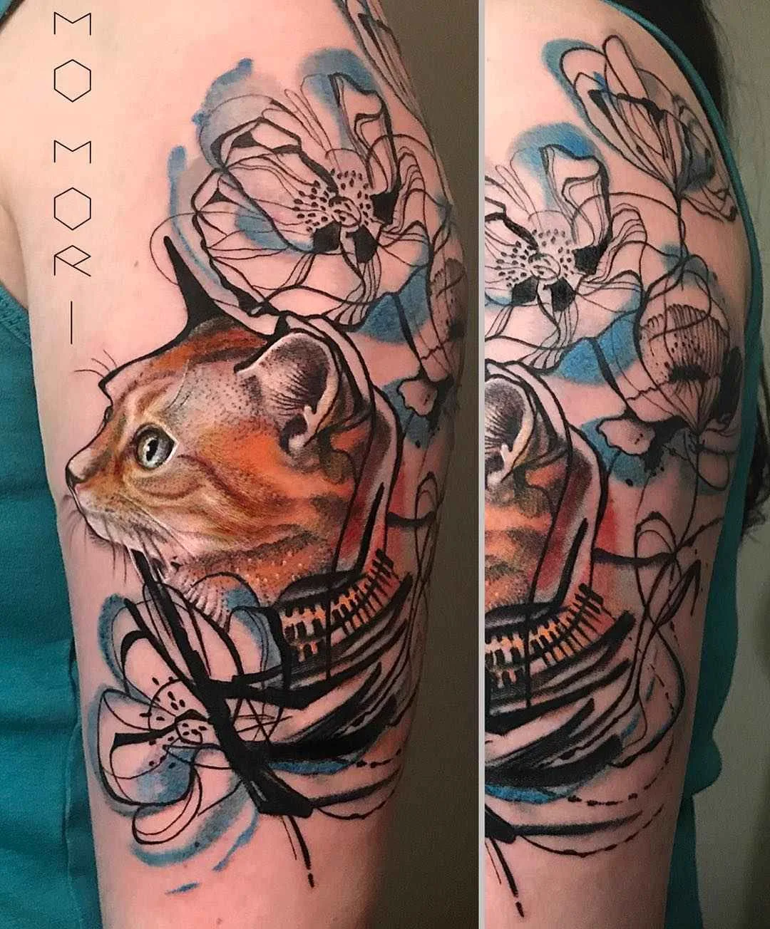 Tatuagem do artista Mo Mori estilo esboço de tatuagem aquarela | Alemanha, Berlim