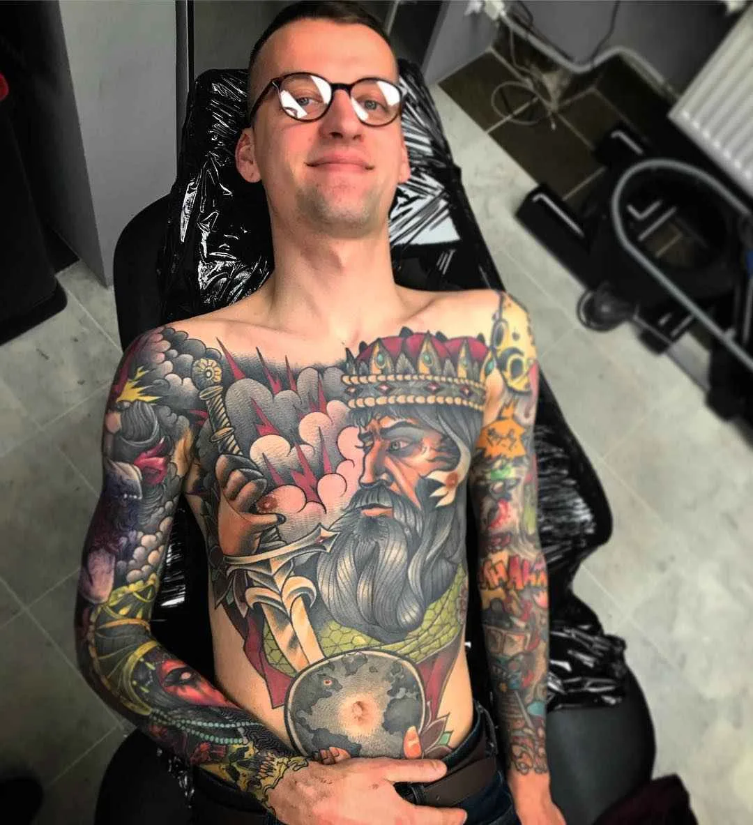 Tattoo artist Bartosz Panas authors style color neo traditional tattoo | Warsaw, Poland 