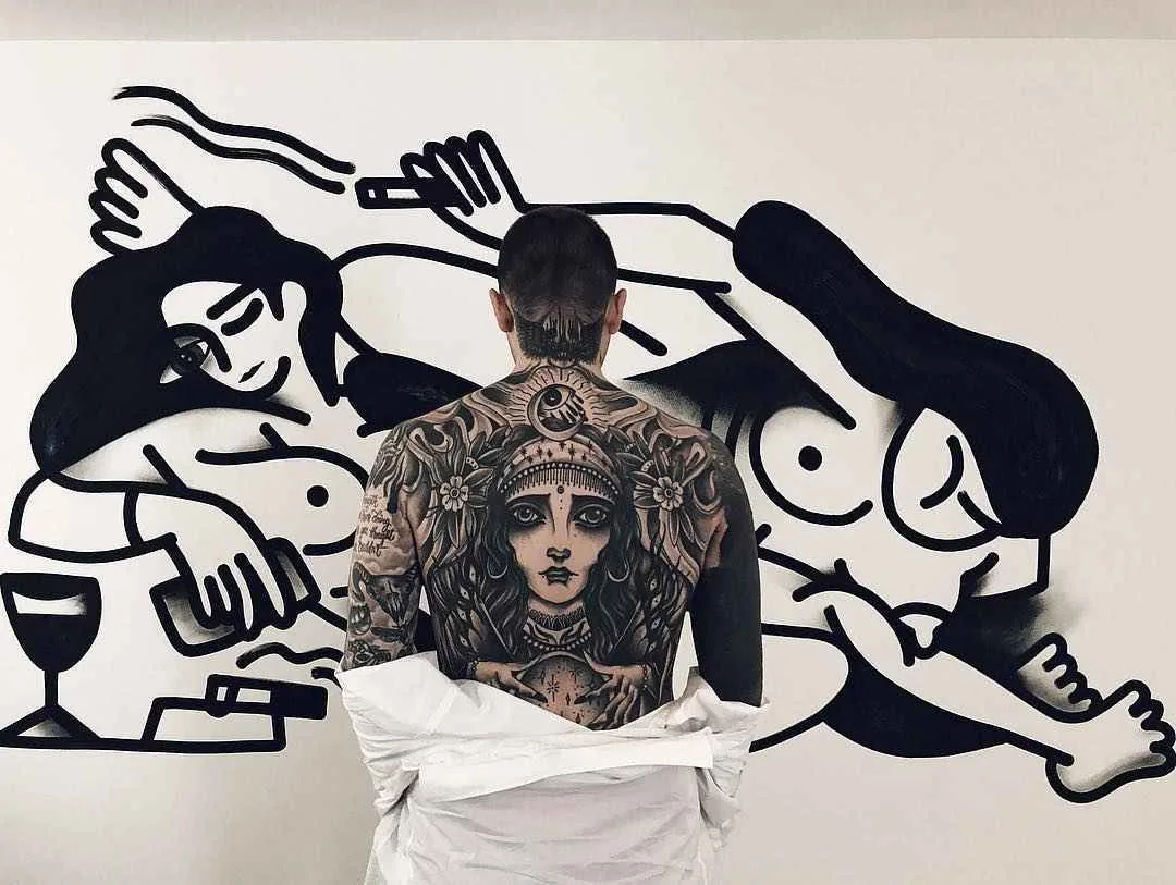 Tattooed model Jose Prager, male alternative photo model, tattooed guy | USA