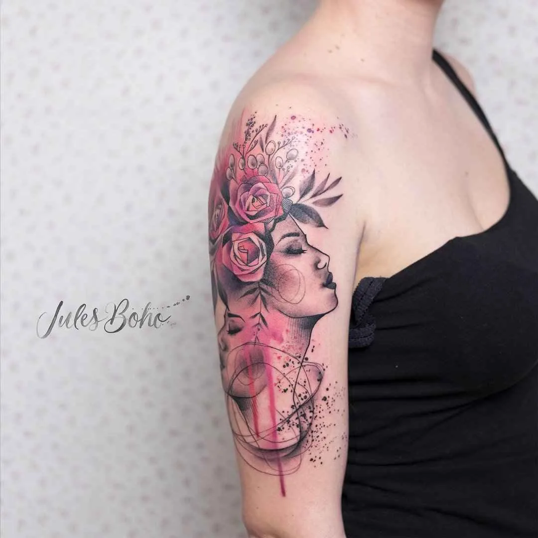 Tattoo artista Jules Boho colore watercolor autori stile tattoo astratto | Austria