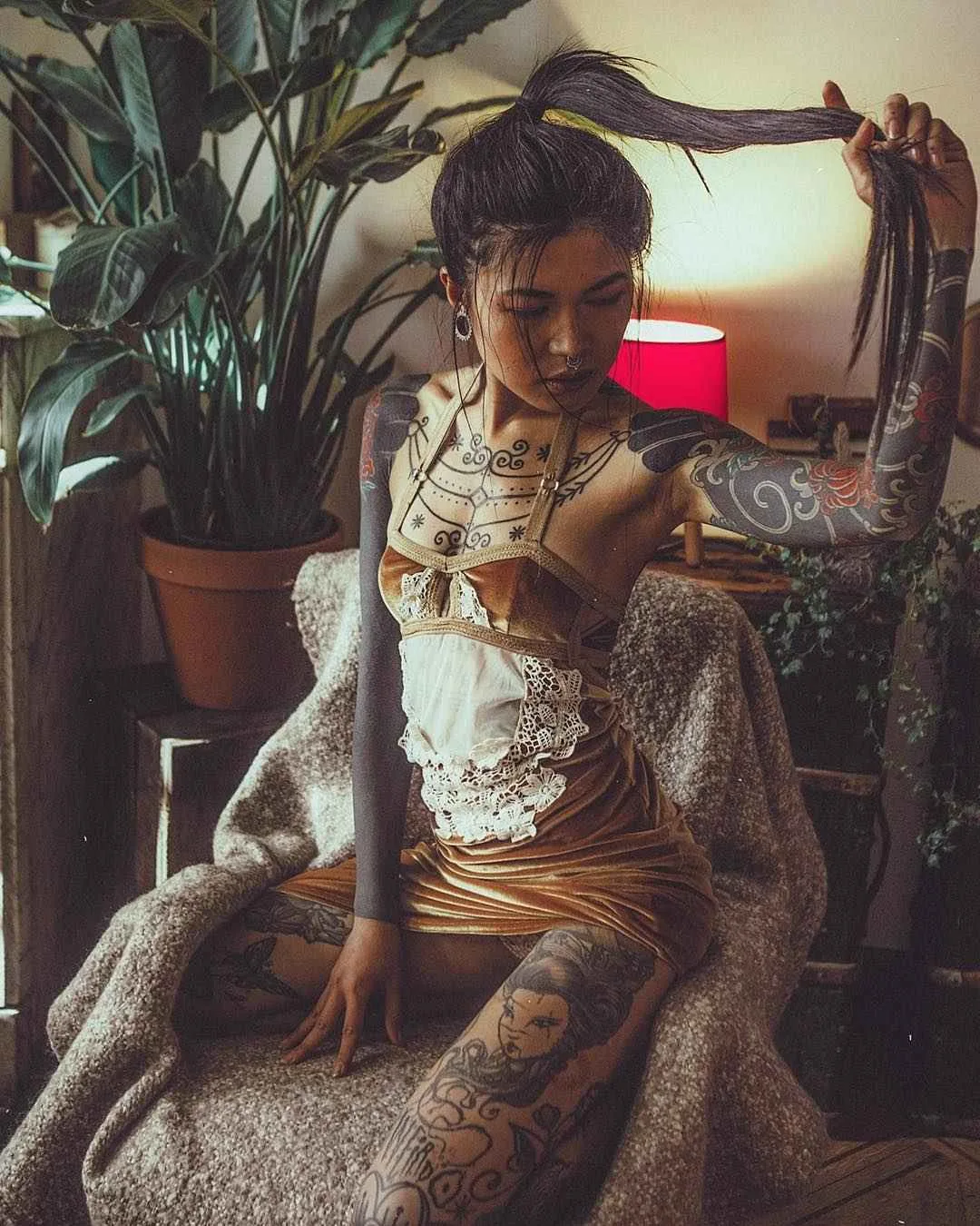 Tattoo model Anh Wisle, alternative photo model, tattooed girl | France