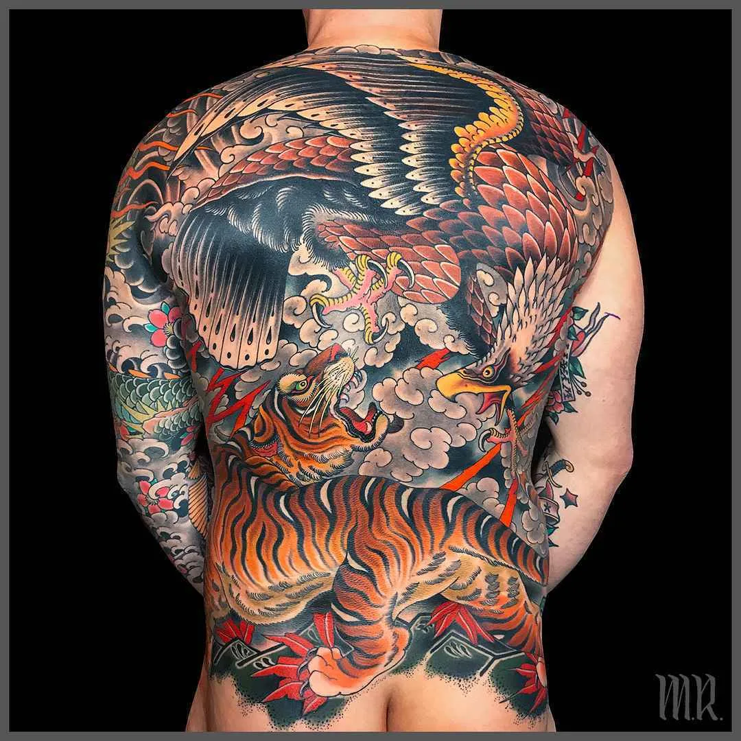 Tatuagem artista Mike Rubendall, cor, preto&cinza tatuagem oriental japonesa | USA