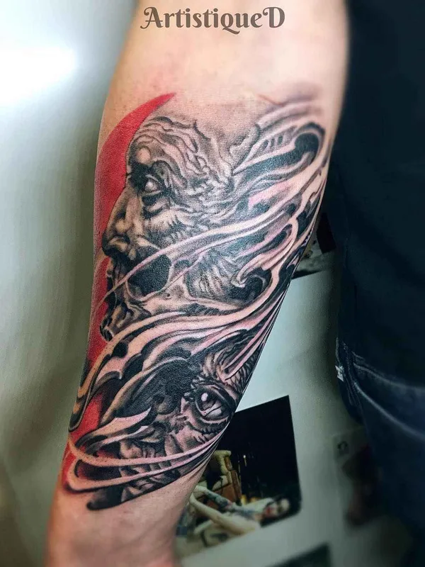 color biomechanical 纹身 在 forearm #19044 | 纹身师 Manolache Danut