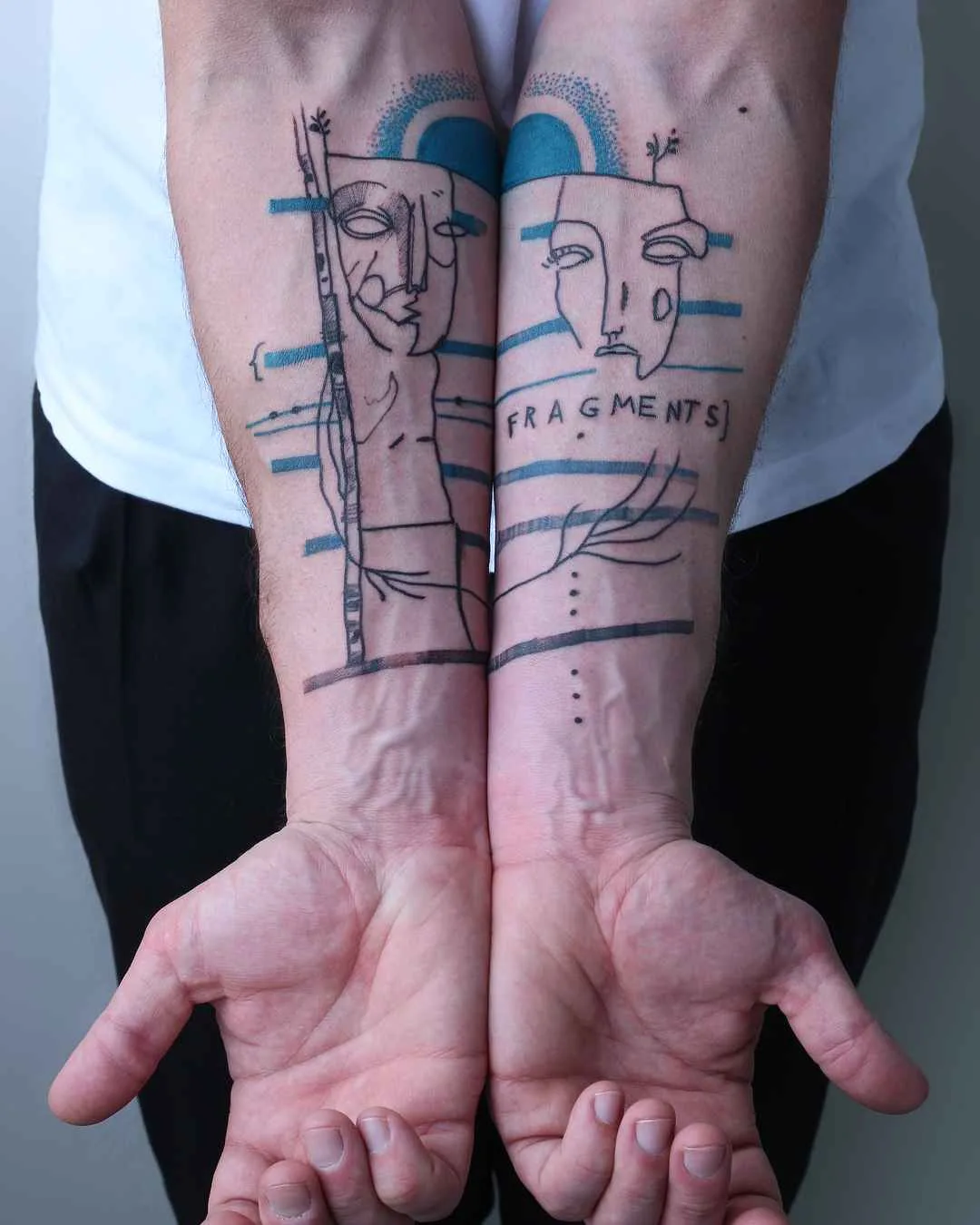 Tattoo artist Maison Métamose authors color and black abstract tattoo | Paris, France