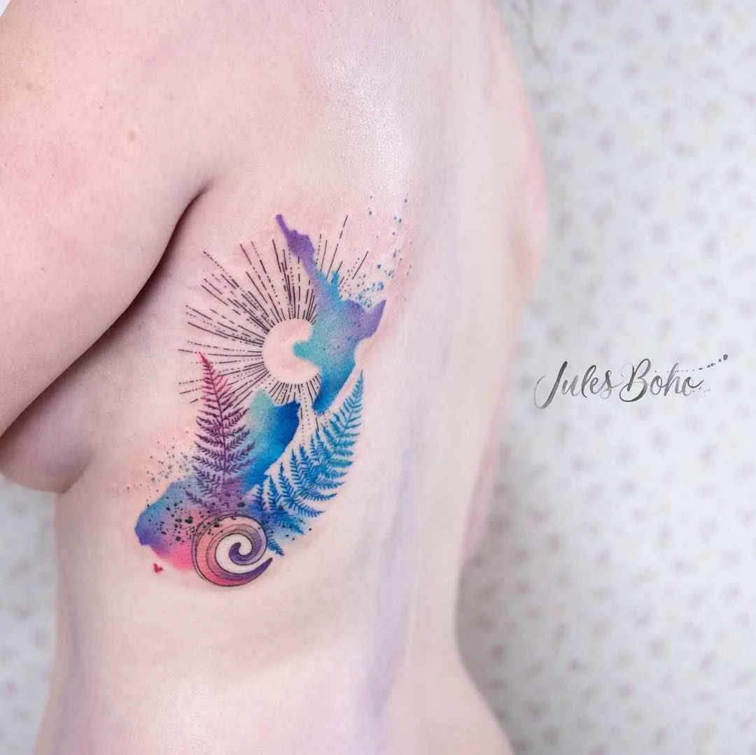 Tattoo artista Jules Boho colore watercolor autori stile tattoo astratto | Austria