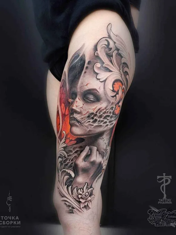 female color realism Tatuaggio su thigh #20270 | Tatuatore Александр Литвинов