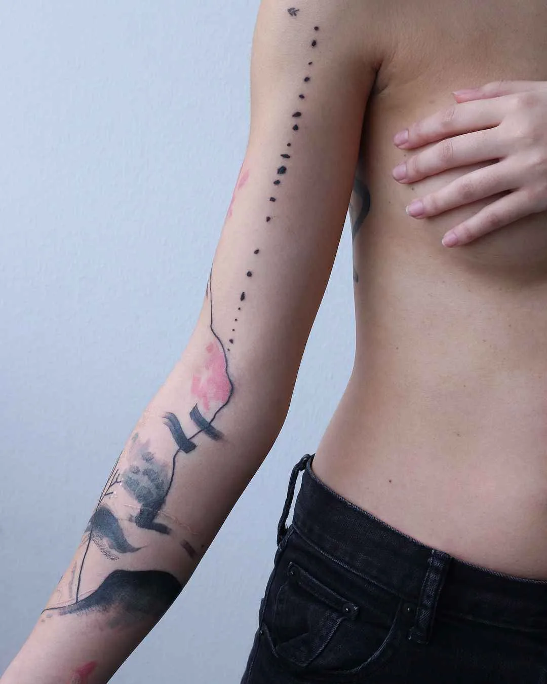 Tattoo artist Maison Métamose authors color and black abstract tattoo | Paris, France