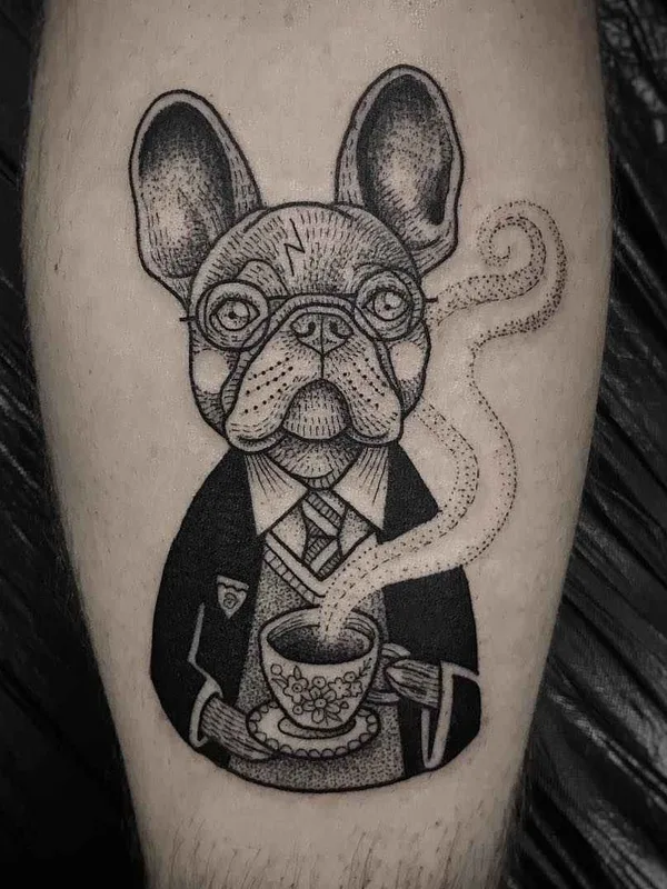 black and grey blackwork Tatuaggio su calf #19542 | Tatuatore Susanne Suflanda Konig