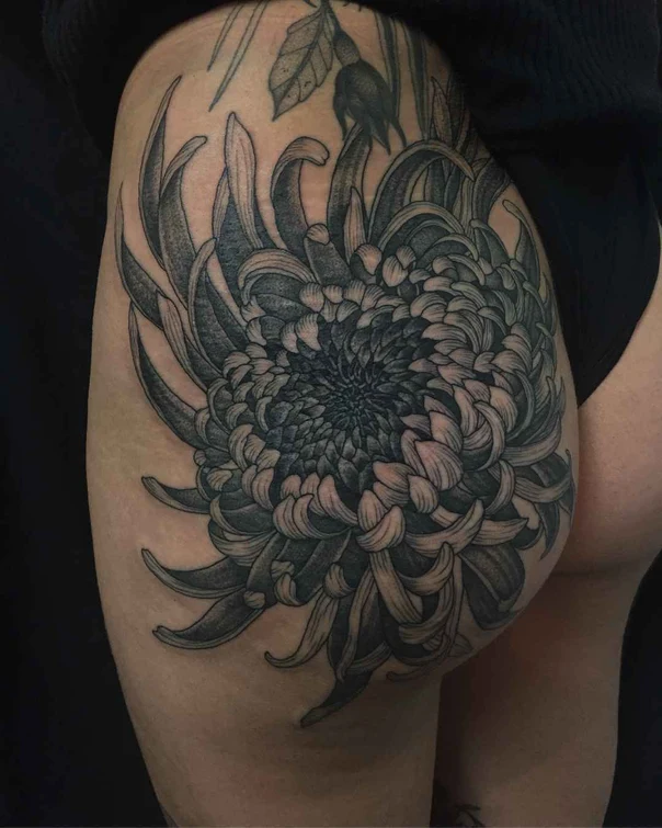 Japanese Flower tattoo on Hip