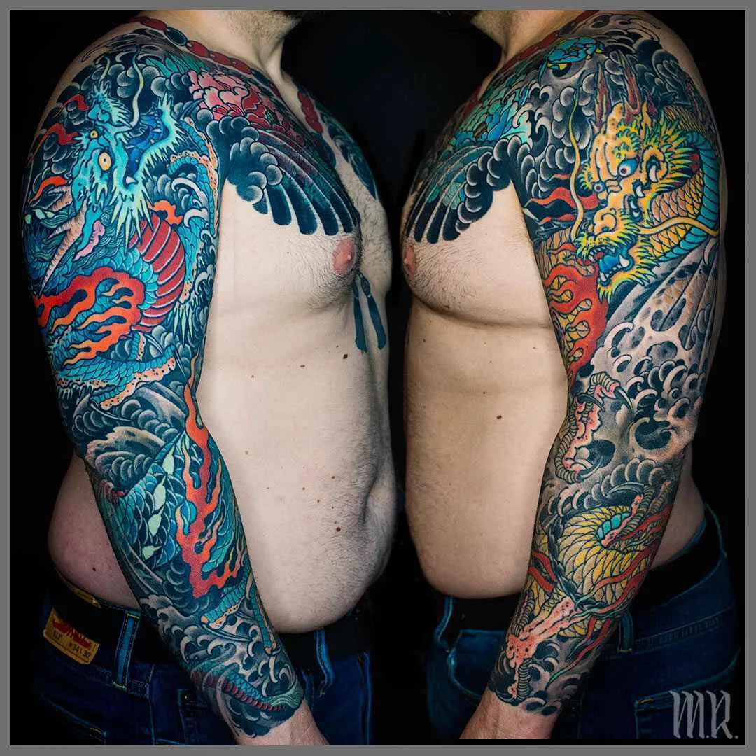 Tatuagem artista Mike Rubendall, cor, preto&cinza tatuagem oriental japonesa | USA