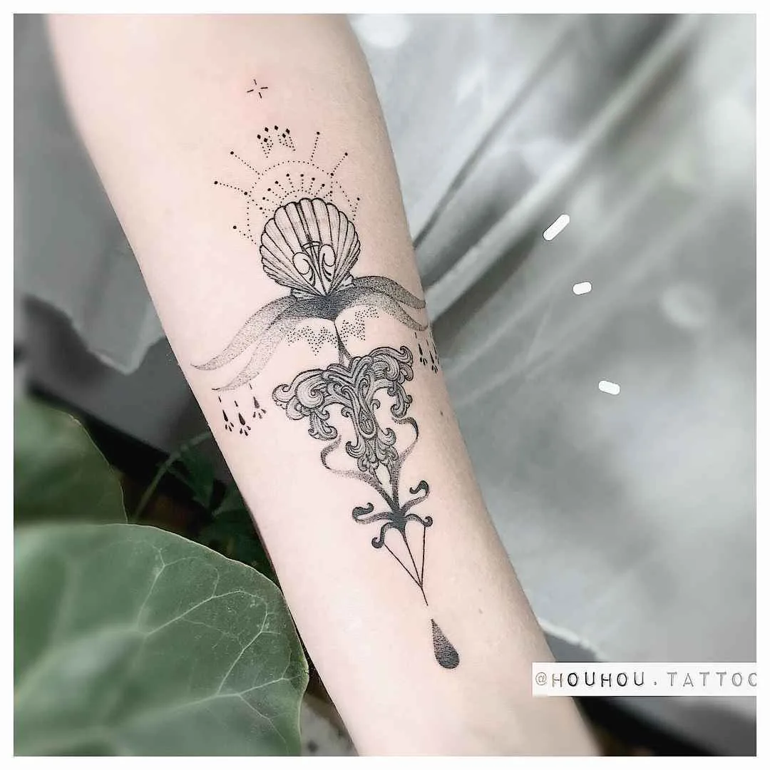 Tattoo artist Ver&ocirc;nica Alves (Houhou) , authors black dotwork minimalistic tattoo | Brazil