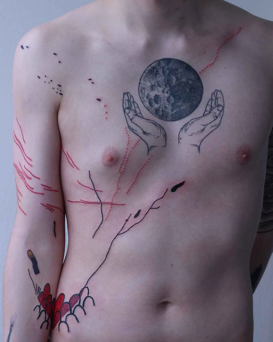 Tattoo artist Maison Métamose authors color and black abstract tattoo | Paris, France