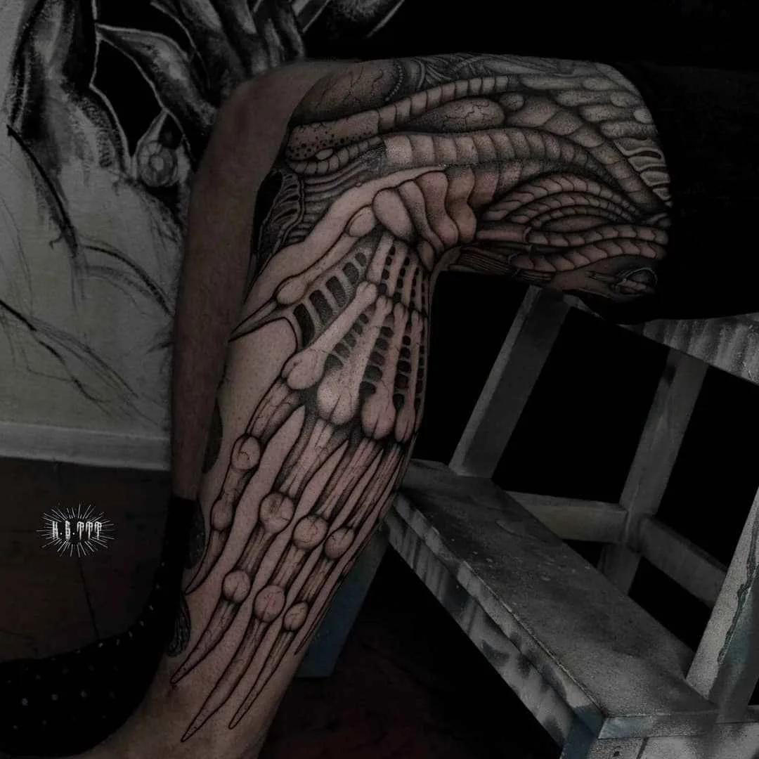 Tattoo artist Klim Shakhnin, authors black&grey horror surrealistic tattoo | Russia