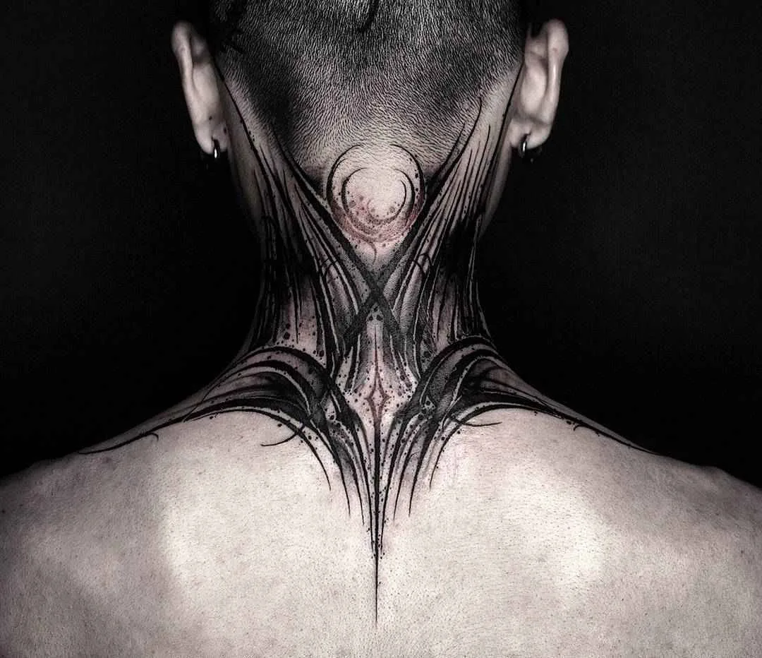 Tattoo artist YZTATTOO BBK authors style darklettering blackwork tattoo | China