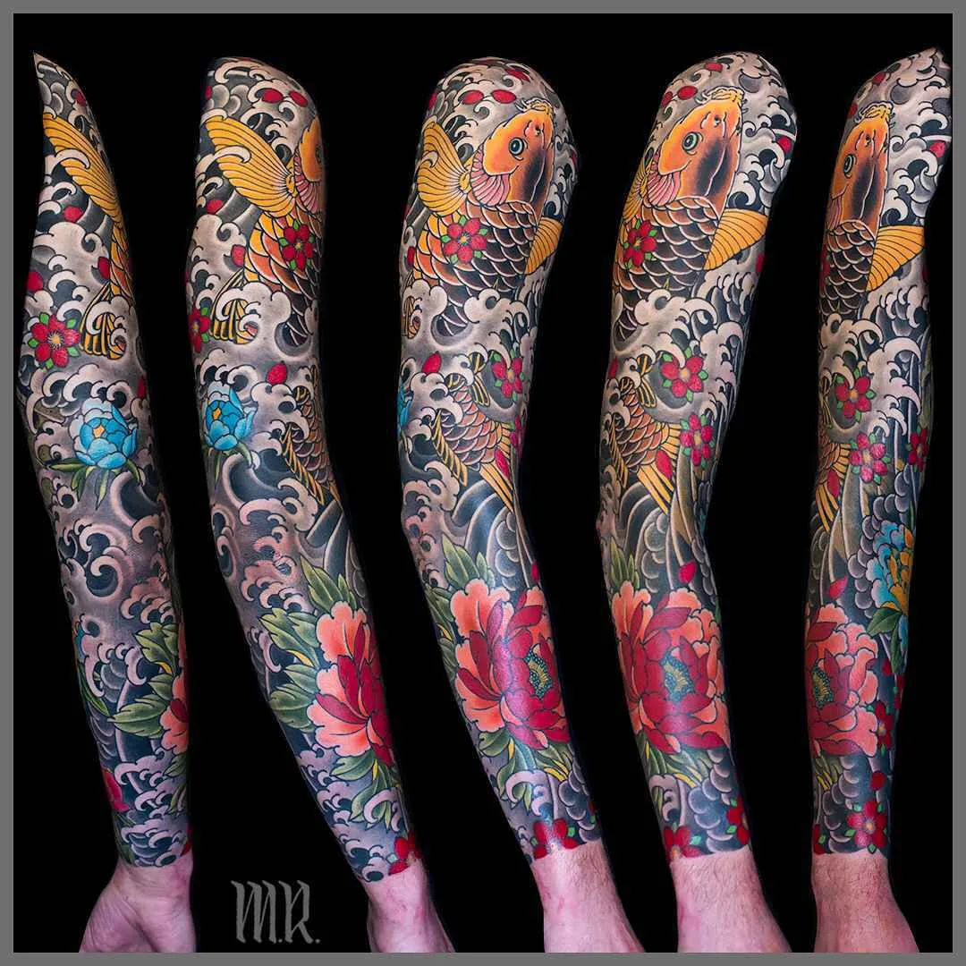 Tatuagem artista Mike Rubendall, cor, preto&cinza tatuagem oriental japonesa | USA