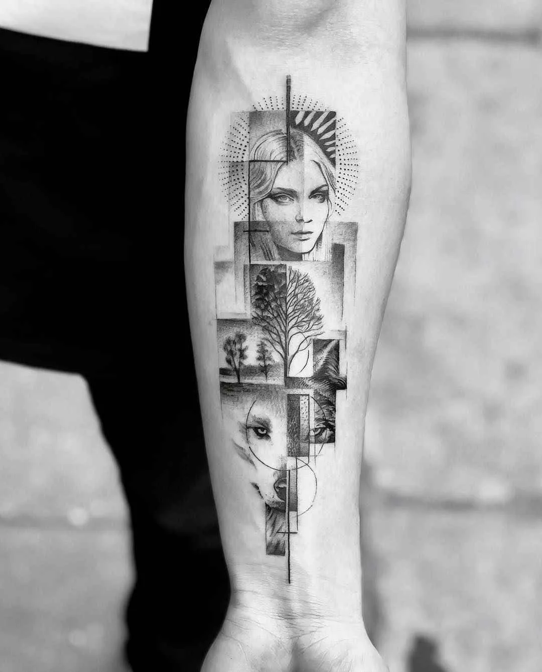 Tattoo artist John Monteiro, authors abstract blackwork graphic tattoo | Brazil