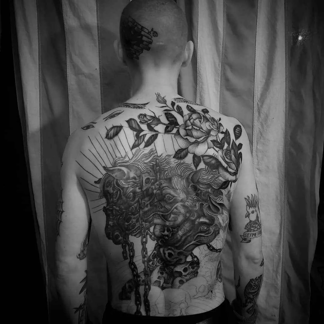 Tattoo artist Talley Matthew, authors black&grey scale tattoo, blackwork | USA