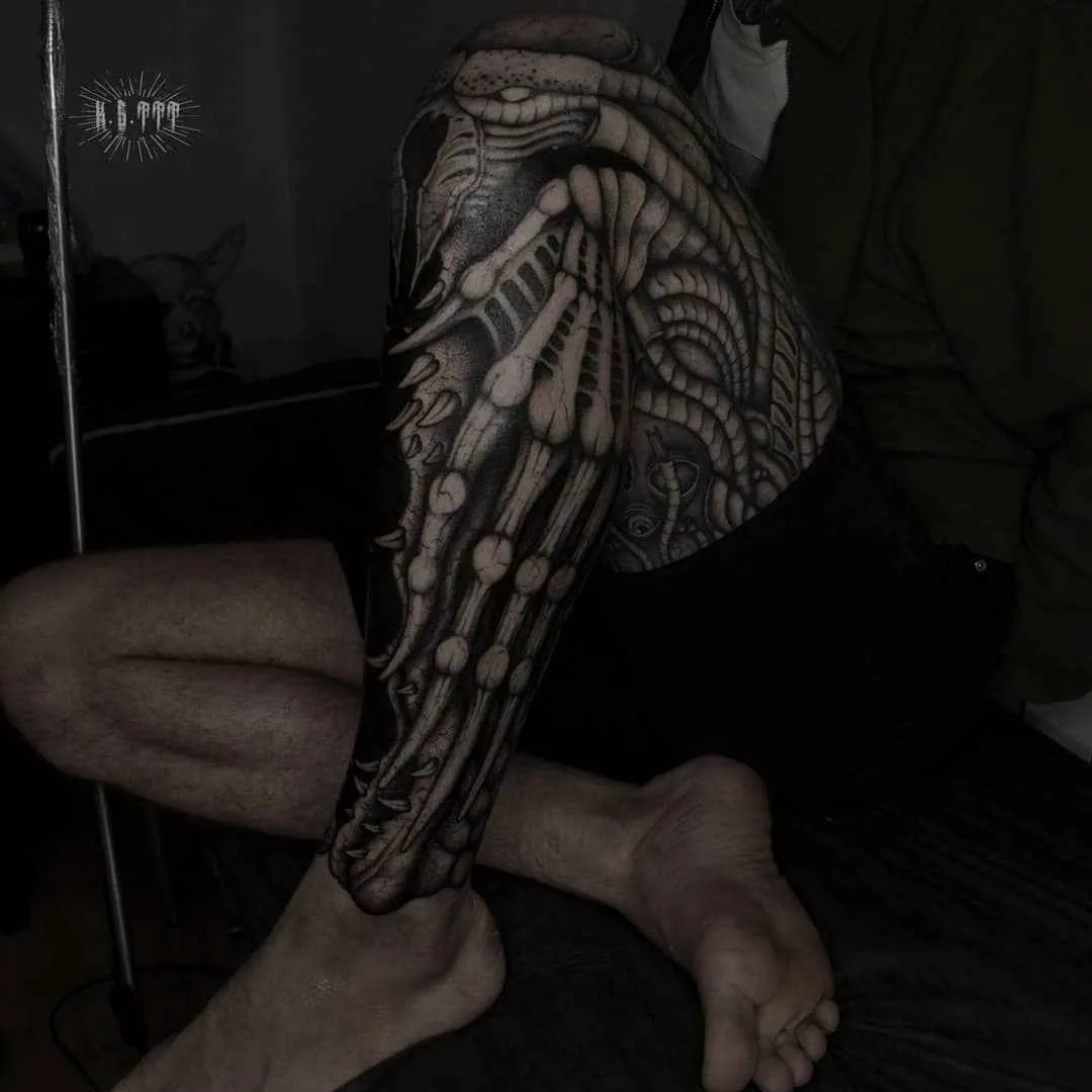 Tattoo artist Klim Shakhnin, authors black&grey horror surrealistic tattoo | Russia