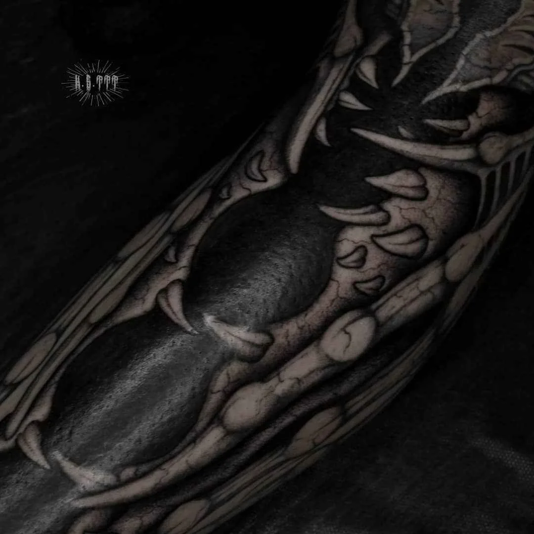 Tattoo artist Klim Shakhnin, authors black&grey horror surrealistic tattoo | Russia