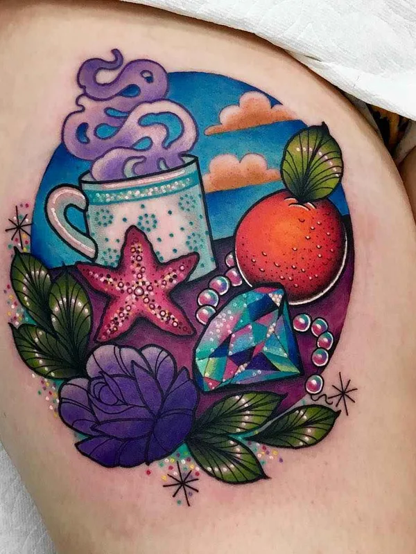 female color illustrative Tatuagem em thigh #20064 | Tatuador Roberto Euán