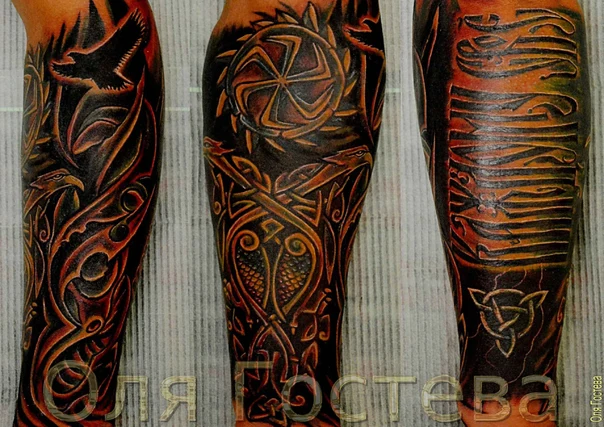 Блэкворк Birds, Geometric tattoo на Предплечье