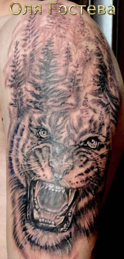 Реализм Tiger, Forest tattoo на Дельта