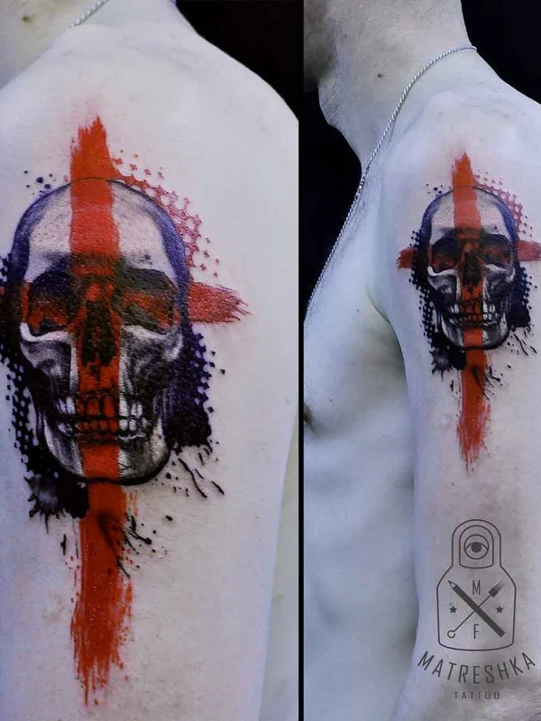 male color trash polka tatuaje en shoulder #19382 | Tatuador Роман