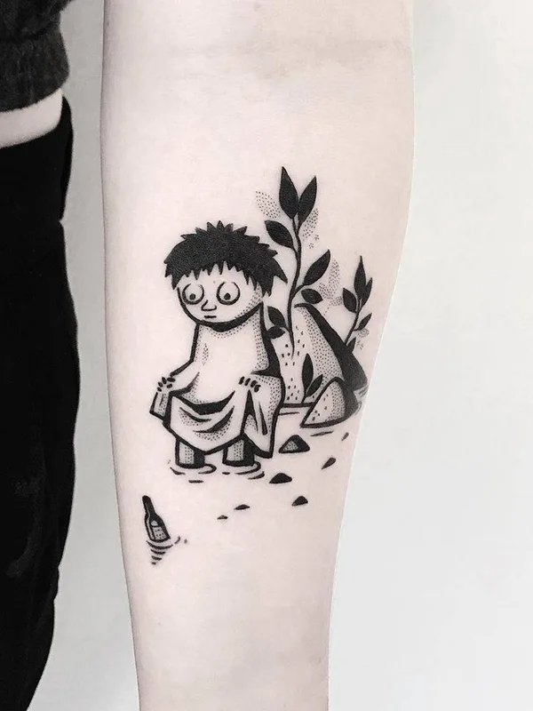 black blackwork 纹身 在 forearm #29999 | 纹身师 Pulled Poltergeist