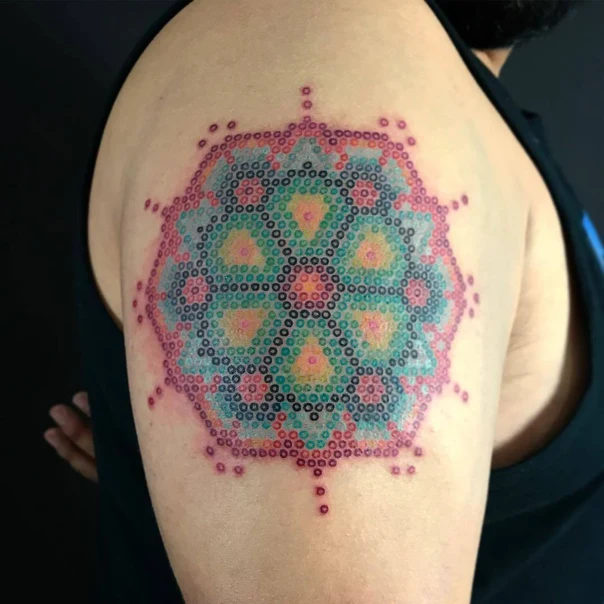 Geometric Mandala, Sacred geometry tattoo on Shoulder