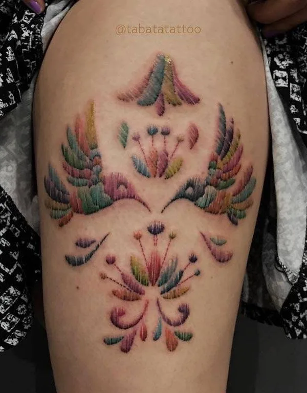 female color illustrative Tatuaggio su thigh #30014 | Tatuatore Tabata
