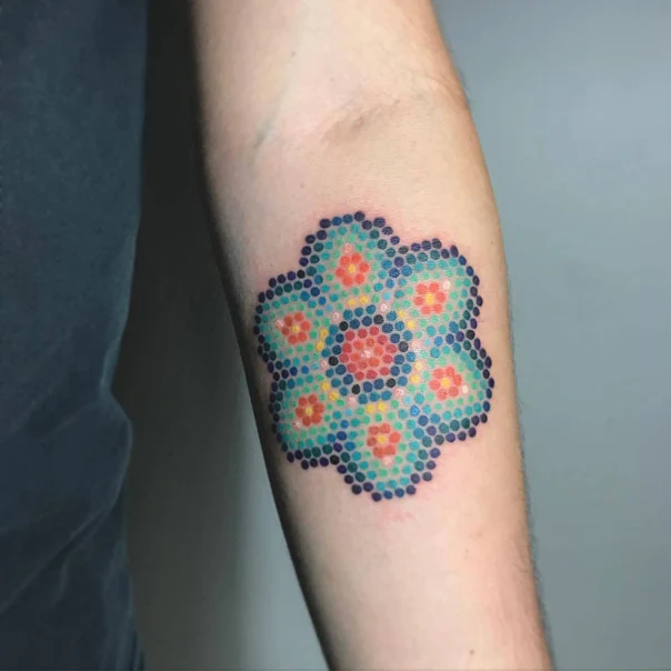 Dotwork Flower, Geometric tattoo on Forearm