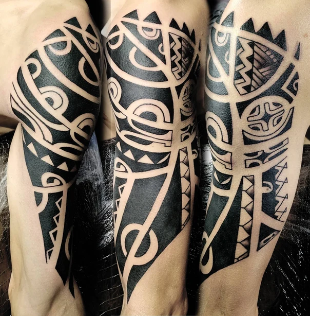 Tribal Geometric shapes, Abstract patterns tattoo on Full Sleeve