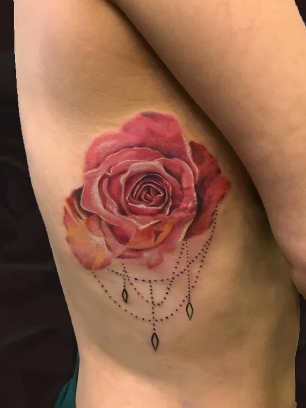 female color realism Tatuaggio su ribcage #30255 | Tatuatore Karen Tsvetnoy