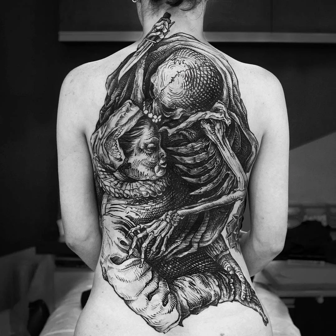 Tattoo artist Frederico Rabelo, black graphic tattoo | Brazil