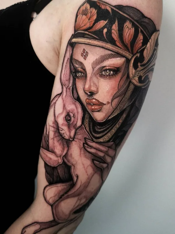 female color realism Tatuagem em upper arm #35985 | Tatuador Isabella Chiara Filouino