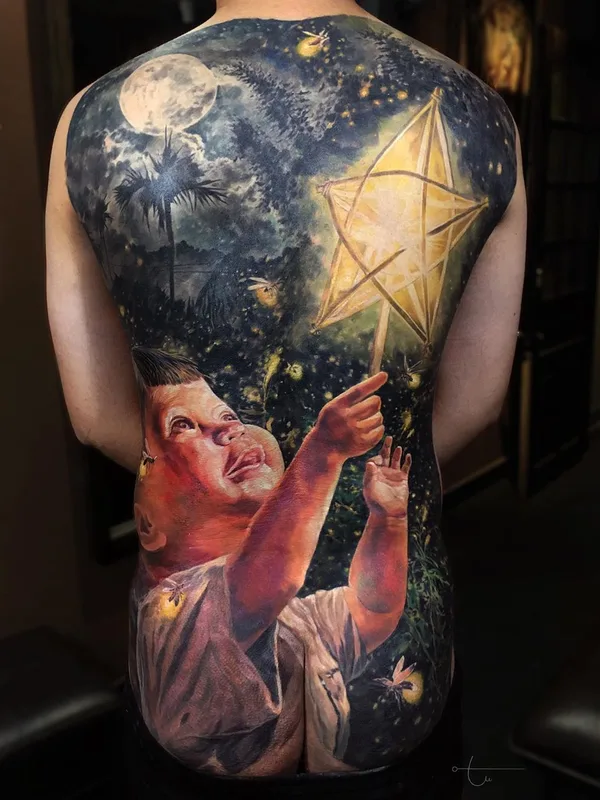 color realism tatouage sur full back #36005 | Artiste tatoueur Tu Den