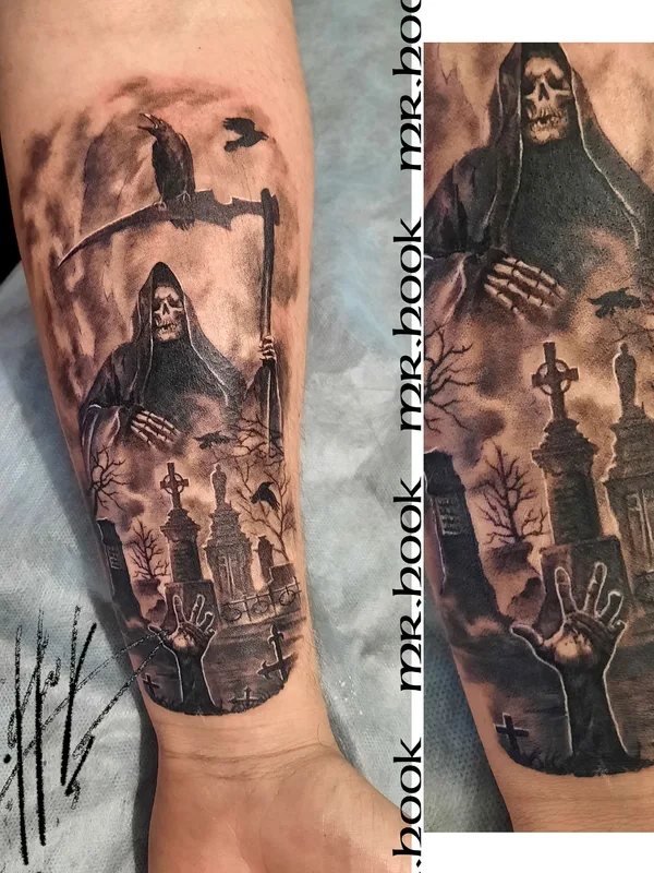 black and grey black and grey tatuaje en forearm #39427 | Tatuador Виктор Крюк
