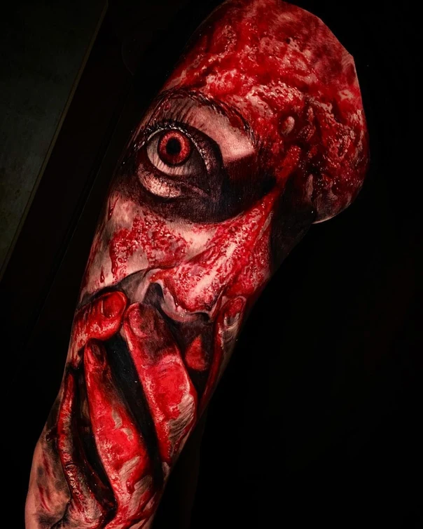 Realism Eye, Gore tattoo on Forearm