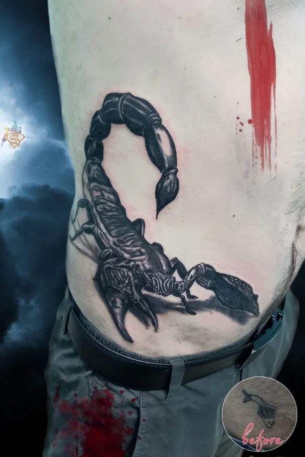 Реализм Scorpion tattoo на Живот