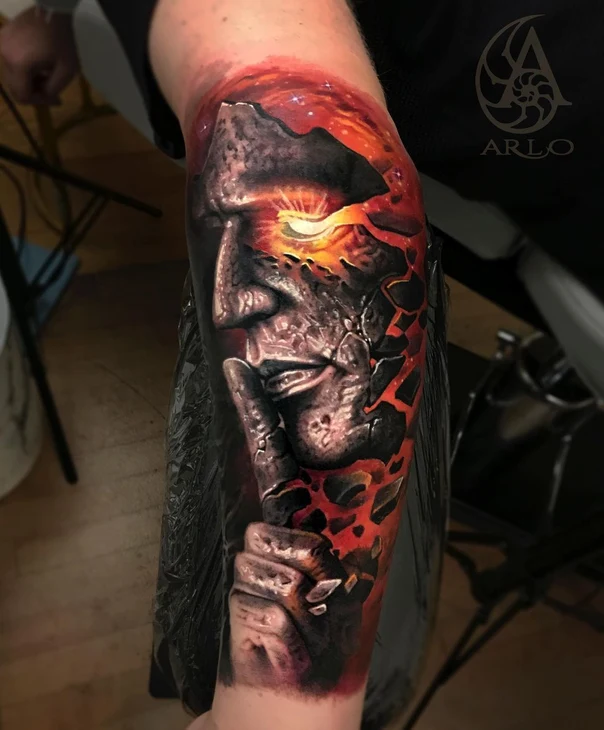 Realism Face, Hand tattoo on Forearm