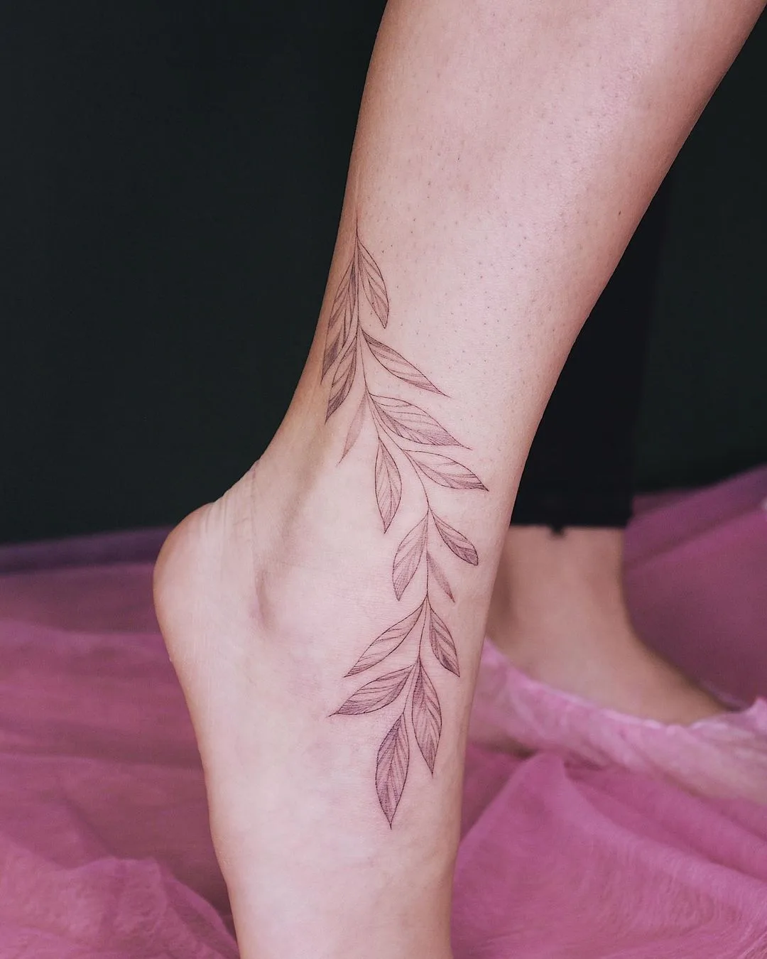 Twig tattoo on the ankle