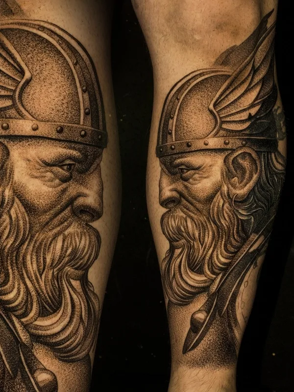 black and grey realism tattoo on calf #54138 | Tattoo Artist Олег Романов