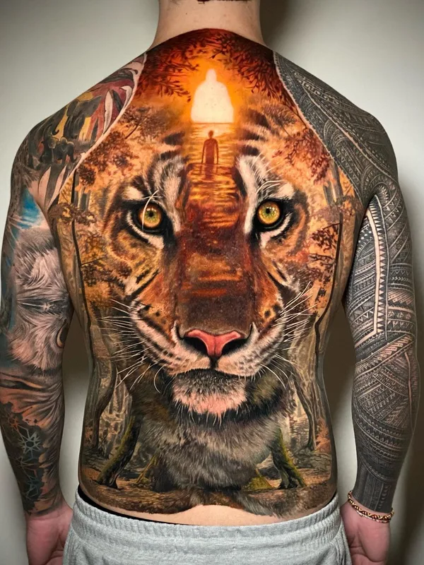 male color realism Tatuaggio su full back #54217 | Tatuatore Allen Brunn