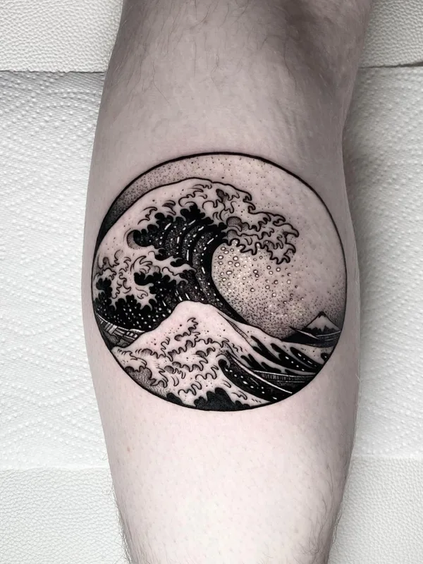 black japanese tatuaje en calf #54233 | Tatuador Josh Hurrell