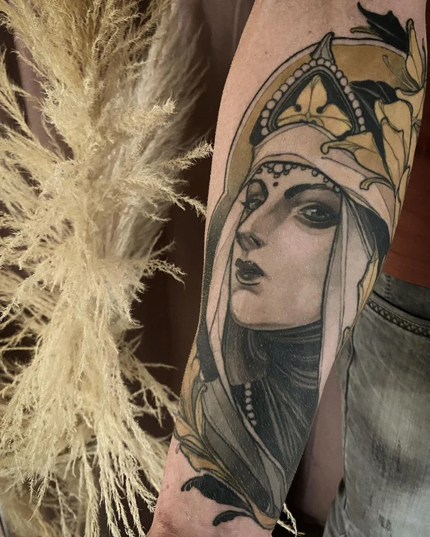 Realism Portrait, Woman tattoo on Forearm
