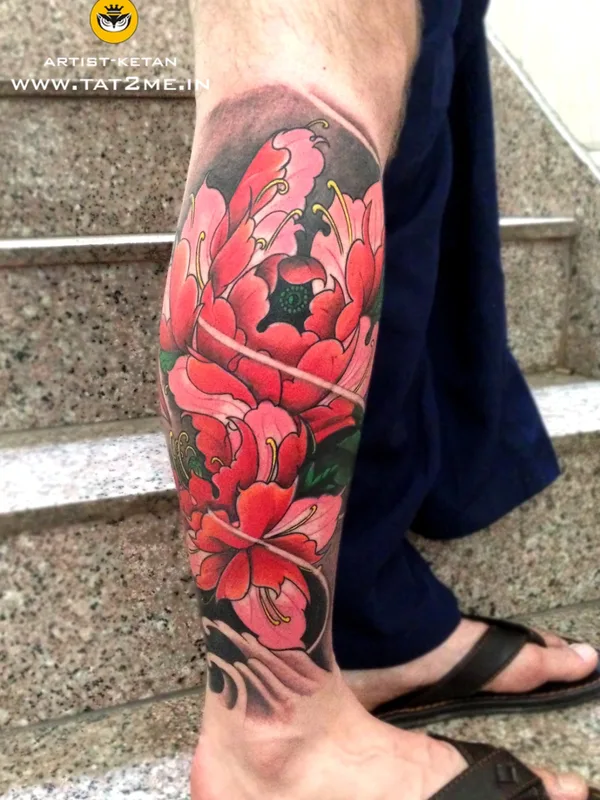 color japanese Tatuagem em calf #54338 | Tatuador ketan vaidya